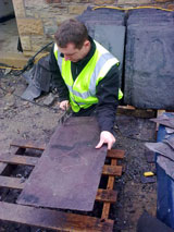 Paul dressing a roofing slate
